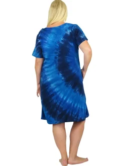 La Cera™ Vestido Vaquero Con Efecto Tie-Dye Y Manga Corta De Punto De Algodon L
