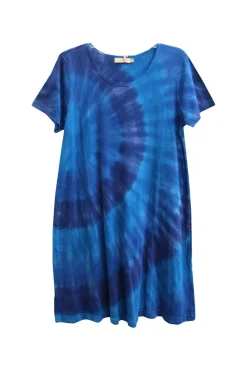 La Cera™ Vestido Vaquero Con Efecto Tie-Dye Y Manga Corta De Punto De Algodon L