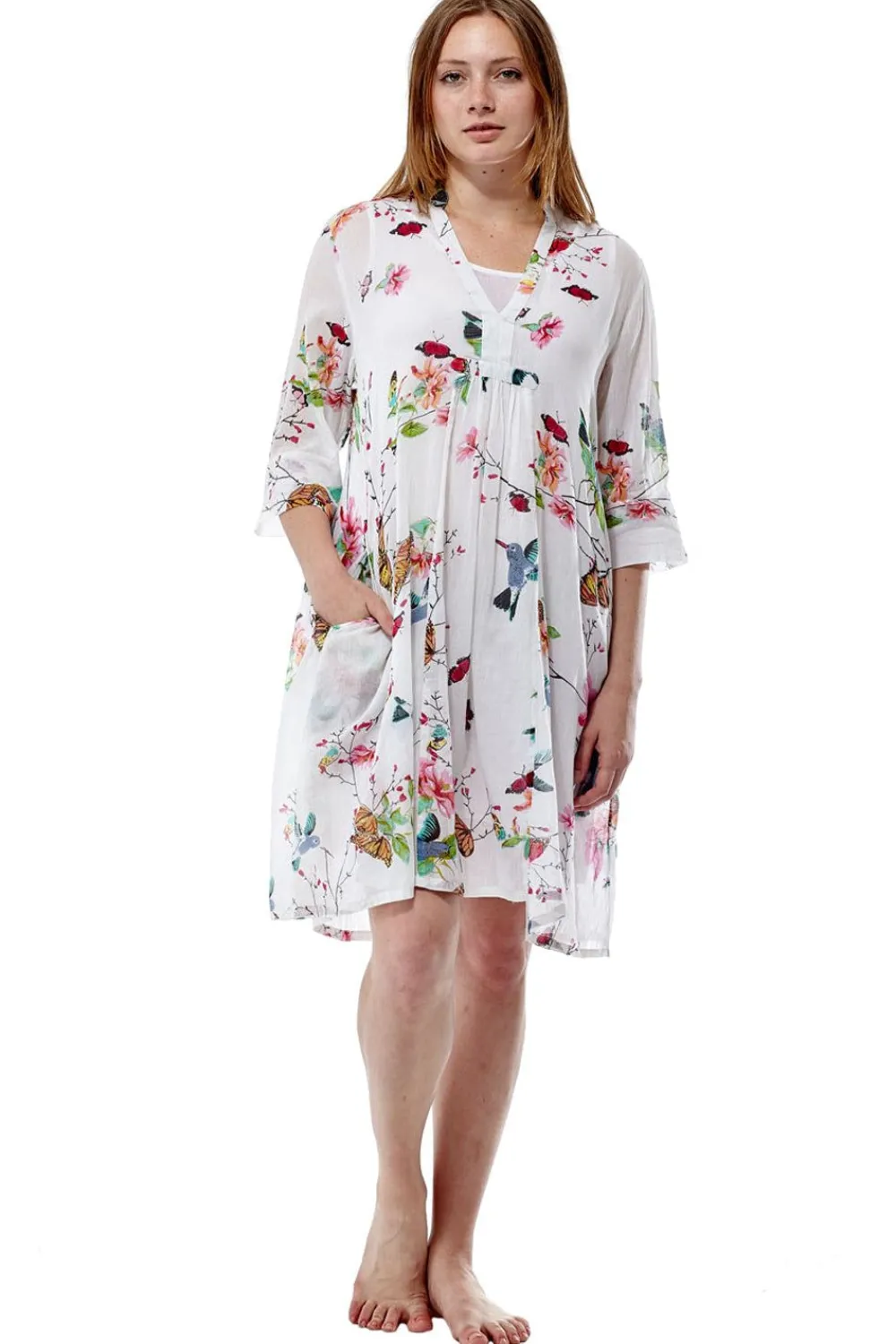 La Cera™ Vestido Veraniego De Talla Grande Con Colibri Floral